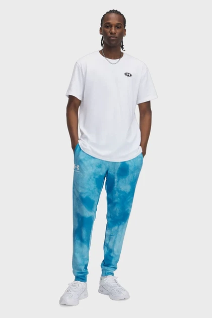 Чоловічі блакитні спортивні штани UA Rival Terry AOP Jogger Q1 Under Armour S 1390143-452 - изображение 2