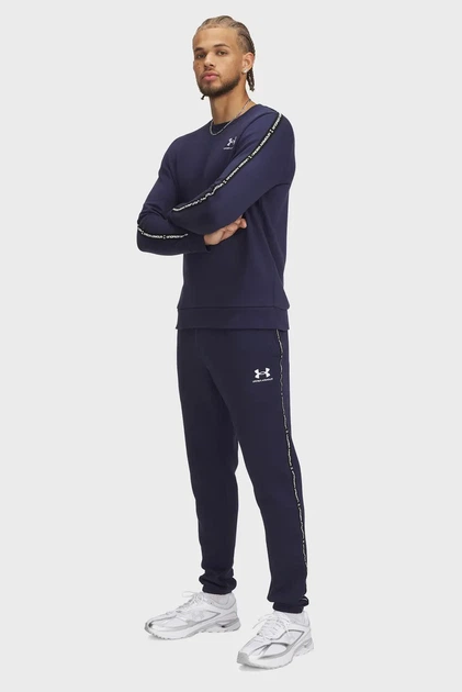 Чоловічий темно-синій світшот UA Icon Fleece Crew Taping Under Armour XL 1389357-410 - зображення 2