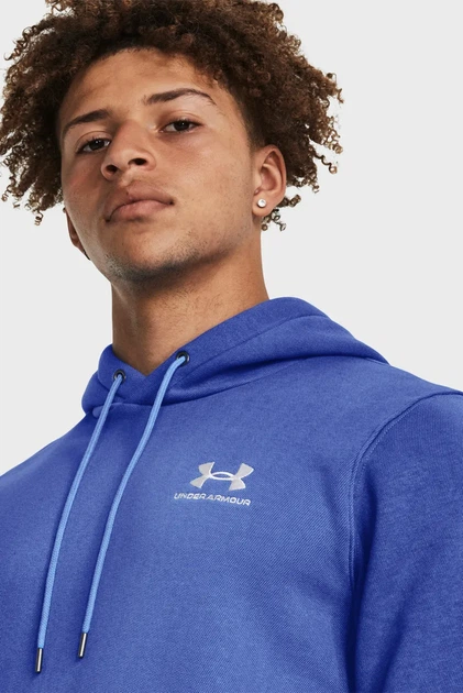 Чоловіче синє худі UA Essential Flc Novelty HD Under Armour S 1381214-400 - изображение 4