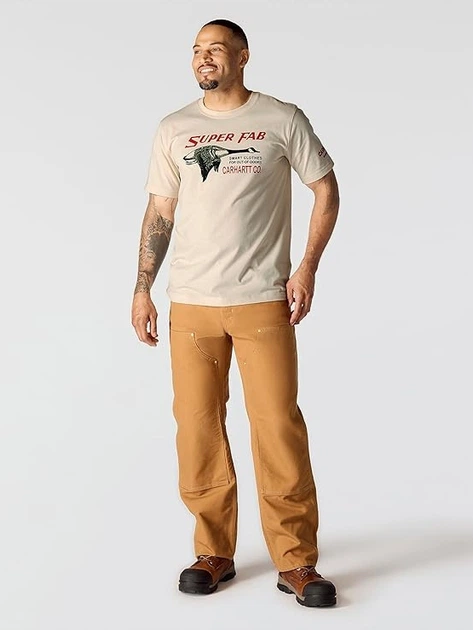 Футболка бавовняна довга чоловіча Carhartt 107050 A16 M Молочна (800070358354) - зображення 3