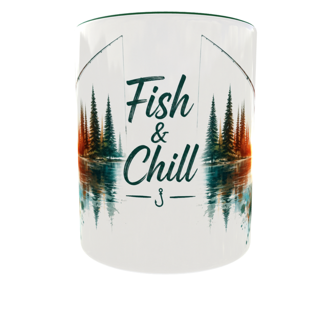 Чашка керамічна 330 мл Fish & Chill — вибір тих, хто вміє відпочивати | Подарунок чоловіку, кружка рибалці, стильна чашка(зелена ручка) - Фото 5 Чашка керамічна 330 мл Fish & Chill — вибір тих, хто вміє відпочивати | Подарунок чоловіку, кружка рибалці, стильна чашка(зелена ручка) - зображення 5