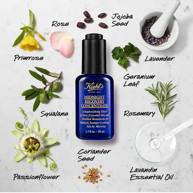 Ночной восстанавливающий концентрат для лица Kiehl`s Midnight Recovery Concentrate 50 мл - изображение 7