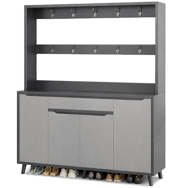 Шафа для взуття з вішалкою RIAS BA27-140 комбінована 140x32x180 см Grey (3_08149) - зображення 2