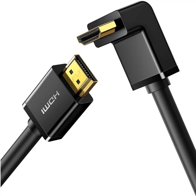 Кабель UGREEN HDMI 4K Cable Male to Male 90 Degree Black 2m - Фото 1 Кабель UGREEN HDMI 4K Cable Male to Male 90 Degree Black 2m - зображення 1