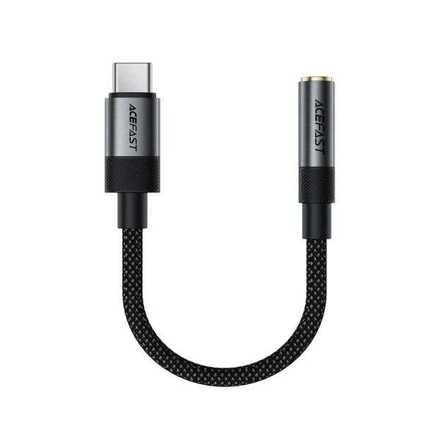 Аудіокабель ACEFAST J12 Type-C to 3.5mm female, nylon braid, 0,15m, Black - Фото 1 Аудіокабель ACEFAST J12 Type-C to 3.5mm female, nylon braid, 0,15m, Black - изображение 1