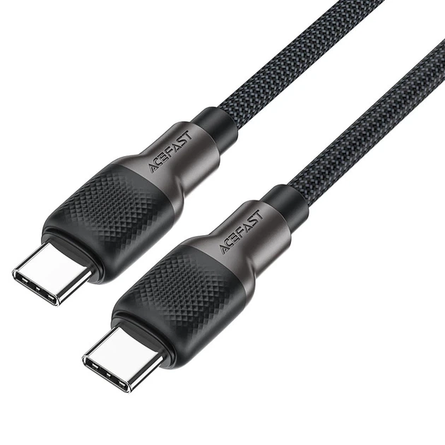 Кабель ACEFAST C10-03 Type-C to Type-C 3A, 60W, 1.2m, silicone, zinc connectors, Black - Фото 1 Кабель ACEFAST C10-03 Type-C to Type-C 3A, 60W, 1.2m, silicone, zinc connectors, Black - изображение 1