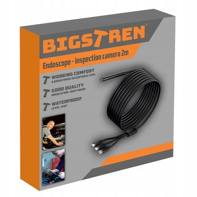 Эндоскопическая камера Bigstren 23020 Full HD 1080p Ø7.9 мм, 2 м, для Android/iOS, IP67, 8 LED, с насадками - изображение 8