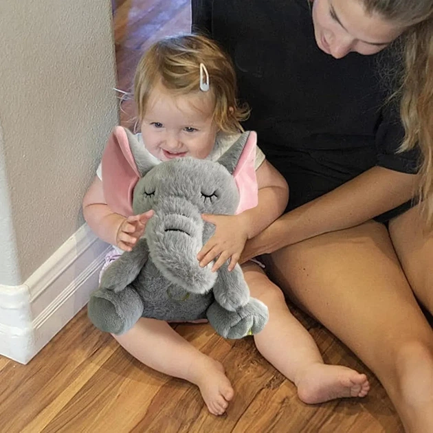 Інтерактивна м'яка іграшка-нічник повітропроникний слоник Elephant Сірий Заспокійлива плюшева іграшка Слоник - зображення 6