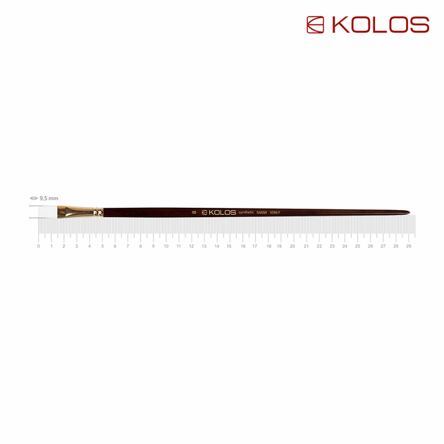Кисть синтетика плоская Snow 1098F No 8 длинная ручка KOLOS - Фото 1 Кисть синтетика плоская Snow 1098F No 8 длинная ручка KOLOS - изображение 1