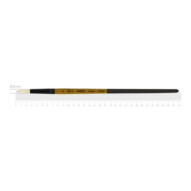 Кисть щетина круглая AMBER 2306R No6 длинная ручка ROSA - Фото 1 Кисть щетина круглая AMBER 2306R No6 длинная ручка ROSA - изображение 1