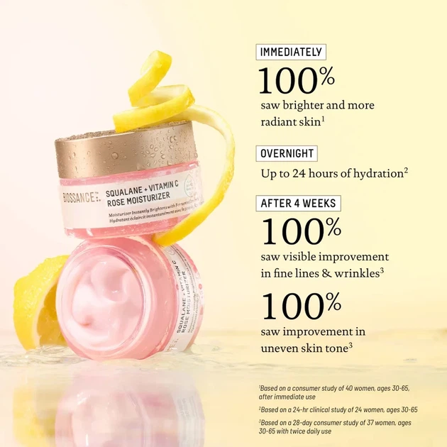 Зволожувальний крем зі скваланом та вітаміном С Biossance Squalane and Vitamin C Rose Moisturiser 50ml - зображення 4