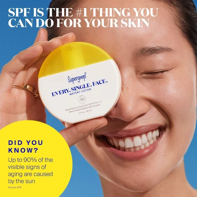Солнцезащитный лосьон для лица spf 50 Supergoop! Every. Single. Face. Watery Lotion Sunscreen SPF 50 - Фото 5 Солнцезащитный лосьон для лица spf 50 Supergoop! Every. Single. Face. Watery Lotion Sunscreen SPF 50 - изображение 5