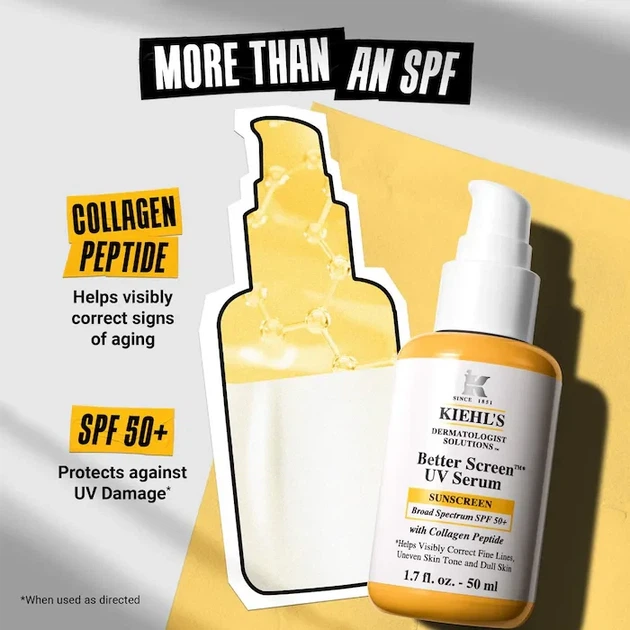 Kiehl's Better Screen UV Serum SPF 50+ Солнцезащитная сыворотка для лица с коллагеновым пептидом - изображение 7