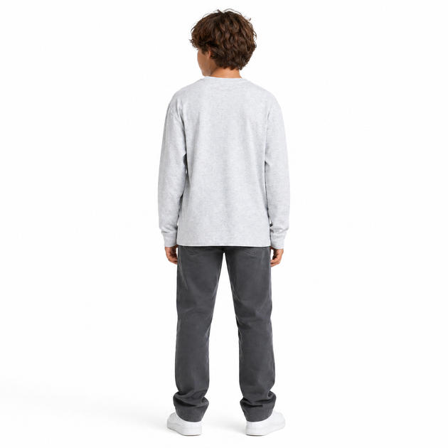 Лонгслив оверсайз для мальчика JP из 100% хлопка с длинным рукавом,Серый, 152 - изображение 3