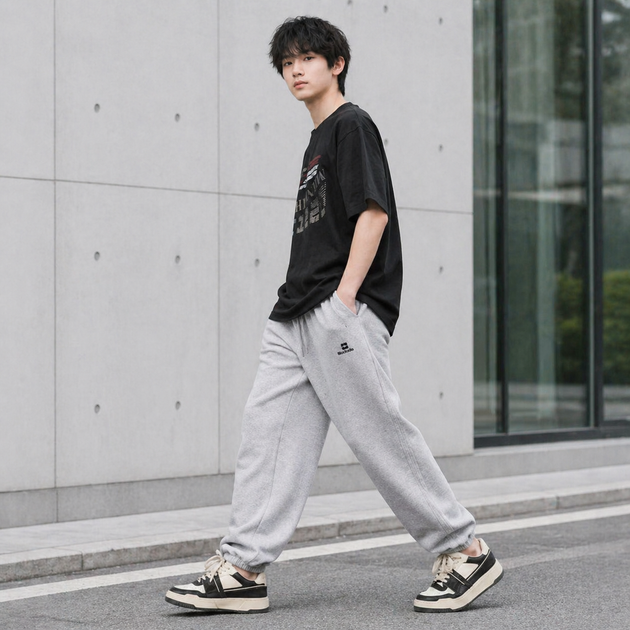 Спортивные штаны джогеры XIN.QD baggy для мальчика с манжетами 10-15 лет,Серый, 152 - изображение 2