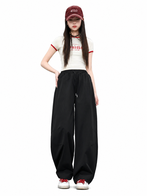 Штаны широкие baggy XIN.QD для девочки летние из микрофибры 9-16 лет, Черный, 158 - Фото 1 Штаны широкие baggy XIN.QD для девочки летние из микрофибры 9-16 лет, Черный, 158 - изображение 1