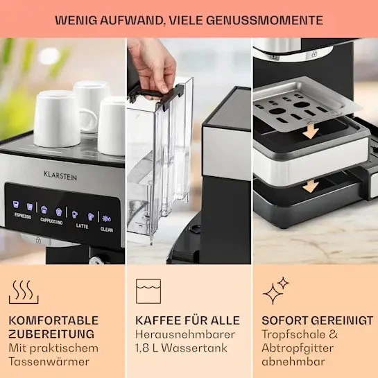 Кофеварка KLARSTEIN Arabica Comfort 1350 W 20 бар (10035655) - изображение 6
