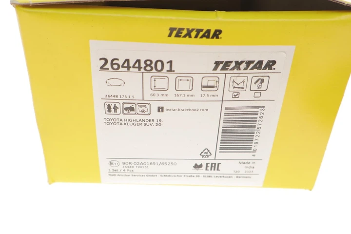 Комплект гальмівних колодок TEXTAR 2644801 Toyota Rav-4; Lexus RX 446502530, 044650E070, 446548240 - изображение 6
