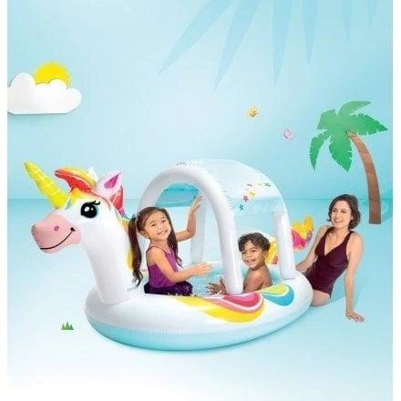Детский надувной бассейн Intex 58435 Unicorn с навесом и фонтаном белый 254х132х109 см (21-9-58435) - изображение 4