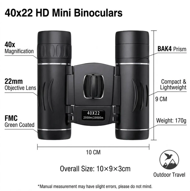 Складной мини-бинокль BAK4 FMC, 40x22, 2000 м Black - изображение 8