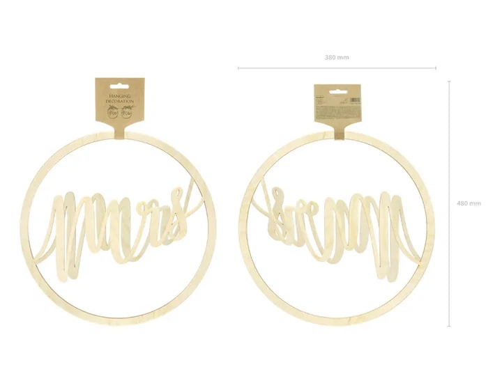 Zawieszki dekoracyjne PartyDeco Mr Mrs 2 szt 38 cm (ZDD1-100) (5900779105324) - obraz 2