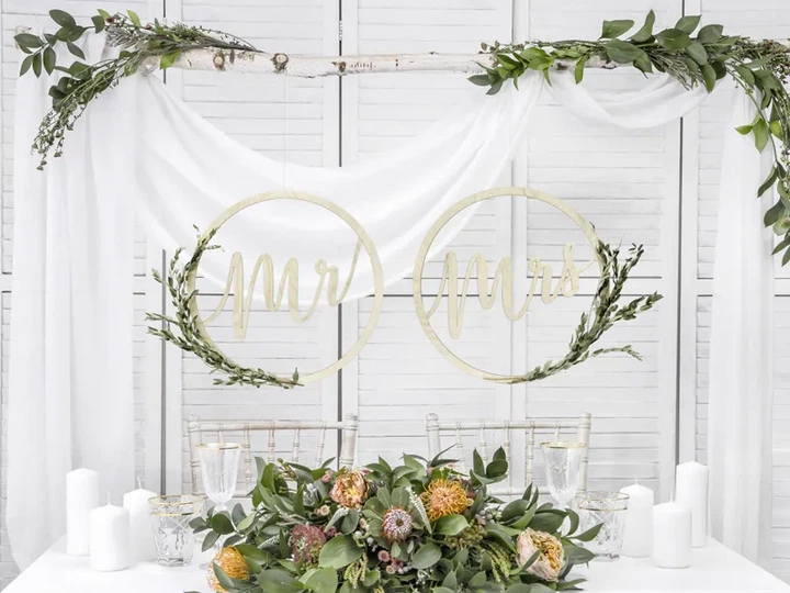 Zawieszki dekoracyjne PartyDeco Mr Mrs 2 szt 38 cm (ZDD1-100) (5900779105324) - obraz 3