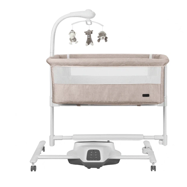 Детская приставная кроватка с автоукачиванием CARRELLO Bloom CRL-10304 Cream Beige Wooden с рождения - изображение 2