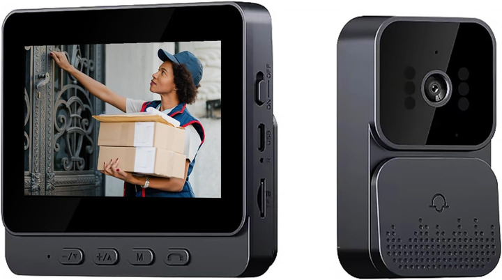 Беспроводной видеозвонок TKMARS с 4.3" IPS дисплеем — HD-камера, Ночное видение, Двусторонняя аудиосвязь и Автозахват - изображение 2