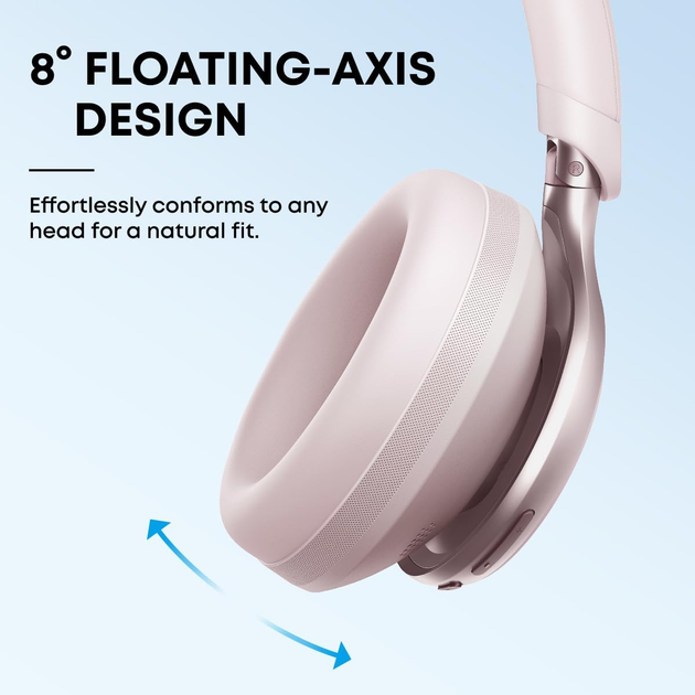 Наушники Anker Soundcore Space One Rose — Беспроводные Bluetooth Hi-Res, адаптивное шумоподавление ANC, LDAC, 55 ч работы - изображение 8