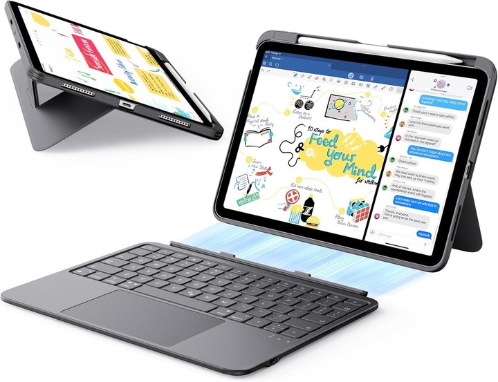 Чехол-клавиатура ESR Flex для iPad Air 11" (M4/M2/M1): магнитная съемная конструкция, большой трекпад, Bluetooth, темно-серый - изображение 2