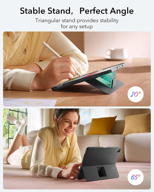 Чехол-клавиатура ESR Flex для iPad Air 11" (M4/M2/M1): магнитная съемная конструкция, большой трекпад, Bluetooth, темно-серый - изображение 6