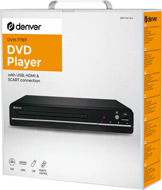 Odtwarzacz DVD Denver 2-kanałowy z HDMI (DVH-7787MK3) - obraz 2