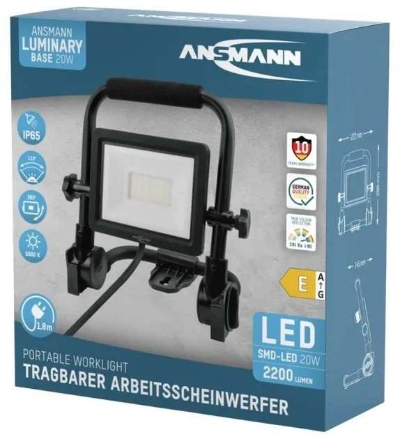 Reflektor roboczy Ansmann FL20W-AC 1600-0632 Czarny (4013674205493) - obraz 8