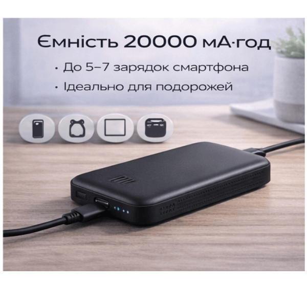 Power Bank Baseus магнітний 20000 mAh, бездротова зарядка 15W, PD 20W (USB-C) Black - изображение 5