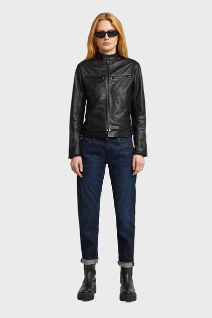 Жіноча чорна шкіряна куртка Leather biker jacket G-Star RAW XS D27160,D555 - зображення 4