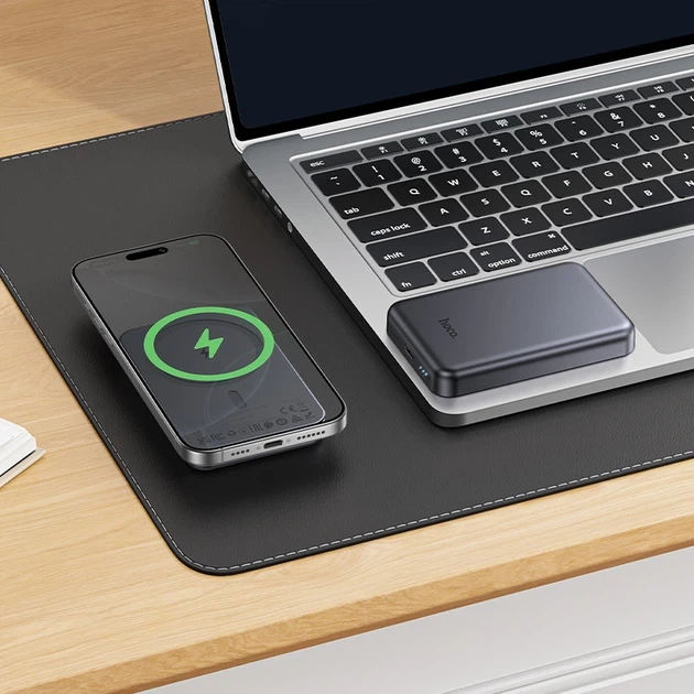 Павербанк з бездротовою зарядкою HOCO J160 5000 mAh 5W/2A 1Type-C/1Lightning Grey - зображення 8