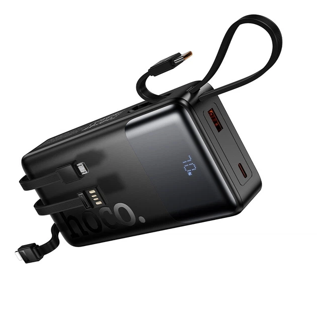 УМБ Зовнішній акумулятор Павербанк HOCO J156A 20000 mAh 22.5W USB/Type-C із швидкою зарядкою PD20W+QC3.0 та вбудованими кабелями USB/Micro/Type-C/Lightning Black - зображення 5