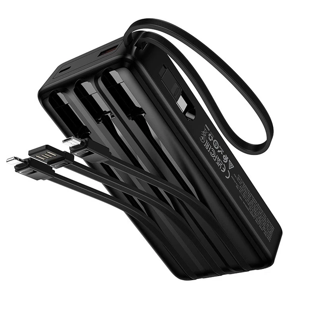 УМБ Зовнішній акумулятор Павербанк HOCO J156A 20000 mAh 22.5W USB/Type-C із швидкою зарядкою PD20W+QC3.0 та вбудованими кабелями USB/Micro/Type-C/Lightning Black - зображення 7