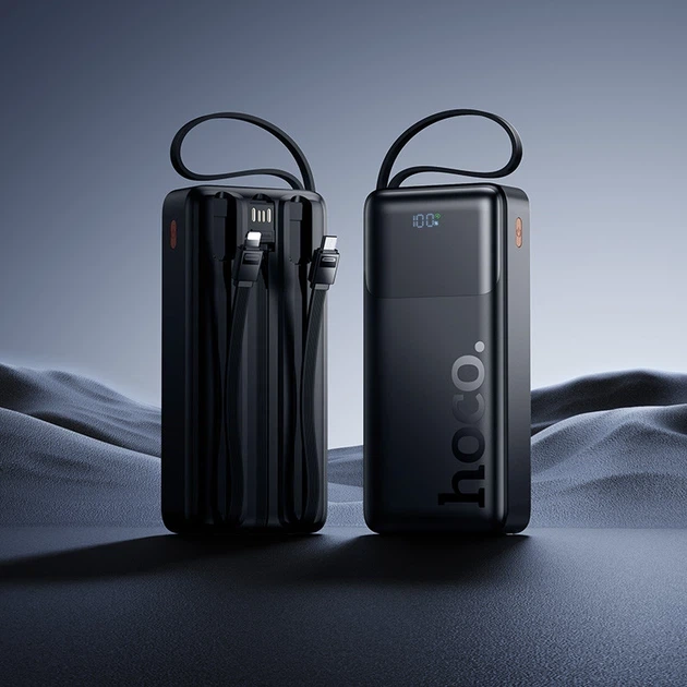 УМБ Зовнішній акумулятор Павербанк HOCO J156A 20000 mAh 22.5W USB/Type-C із швидкою зарядкою PD20W+QC3.0 та вбудованими кабелями USB/Micro/Type-C/Lightning Black - зображення 8