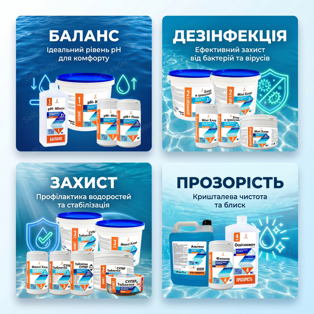 Таблетки хлора для бассейна Макси Хлор 1,2 кг по 200 г медленный хлор трихлор дезинфекция очистка воды - изображение 9