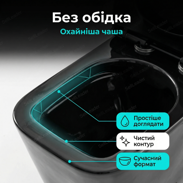 Унитаз Insana 67х36х80см моноблок безободковый для дома гостиницы офиса монолитный компакт дюропласт микролифт - изображение 6