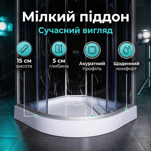 Душевая кабина TKF 100x100x215см угловой гидробокс акриловый поддон 15см тонированное стекло гидромассаж для дома - изображение 6