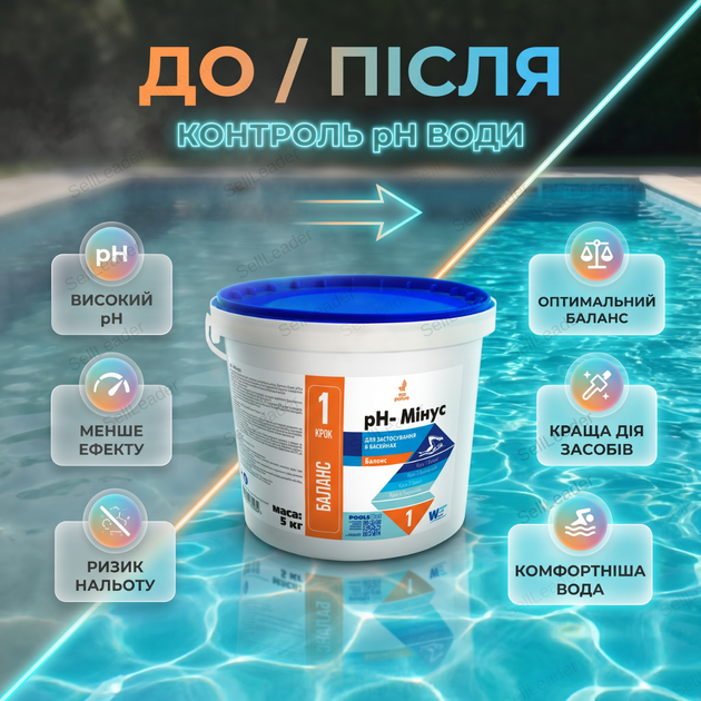 pH Мінус для басейну 5 кг гранули для зниження рівня pH води гідросульфат натрію регулятор кислотності - Фото 5 pH Мінус для басейну 5 кг гранули для зниження рівня pH води гідросульфат натрію регулятор кислотності - зображення 5