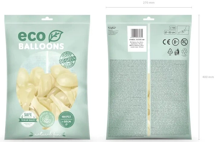 Набір кульок PartyDeco Eco 100 шт 30 см Прозорий (ECO30C-099) (5900779135345) - зображення 2