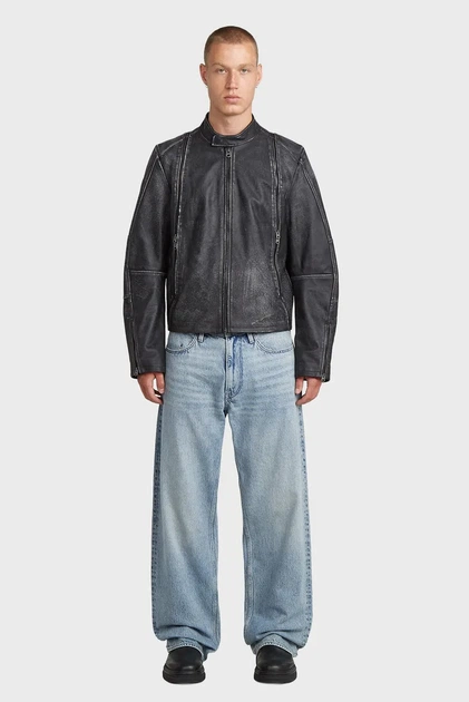 Чоловіча темно-сіра шкіряна куртка Leather Blouson G-Star RAW M D26931,E082 - Фото 2 Чоловіча темно-сіра шкіряна куртка Leather Blouson G-Star RAW M D26931,E082 - зображення 2