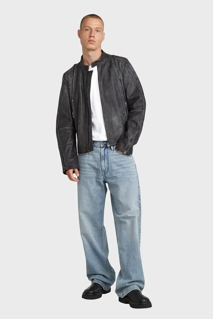 Чоловіча темно-сіра шкіряна куртка Leather Blouson G-Star RAW M D26931,E082 - Фото 5 Чоловіча темно-сіра шкіряна куртка Leather Blouson G-Star RAW M D26931,E082 - зображення 5