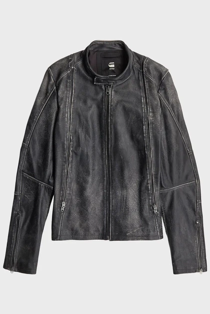 Чоловіча темно-сіра шкіряна куртка Leather Blouson G-Star RAW M D26931,E082 - Фото 7 Чоловіча темно-сіра шкіряна куртка Leather Blouson G-Star RAW M D26931,E082 - зображення 7