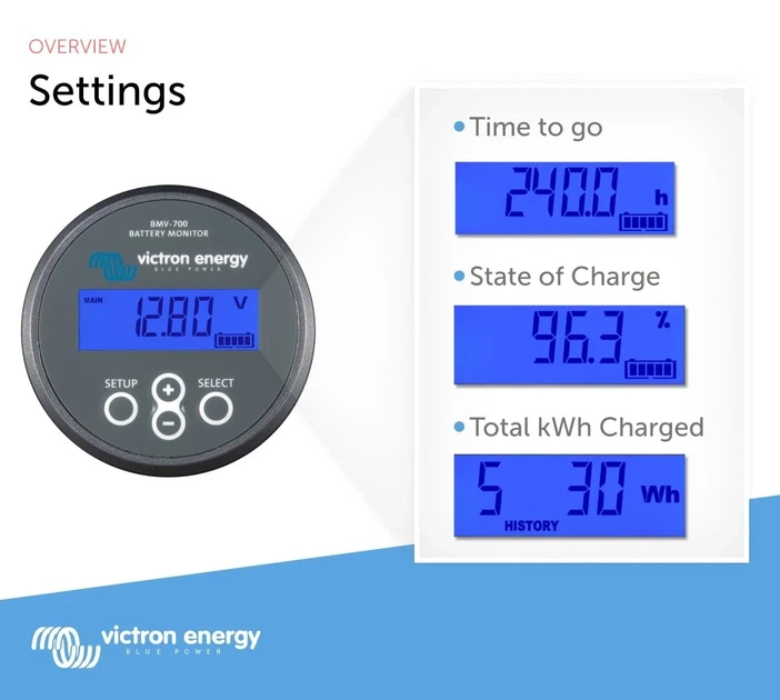 Монитор аккумулятора Victron Energy BMV-700 с шунтом и дисплеем Серый Б/В - Фото 5 Монитор аккумулятора Victron Energy BMV-700 с шунтом и дисплеем Серый Б/В - изображение 5