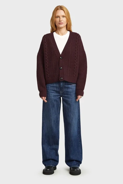 Жіночий бордовий шерстяний кардиган Cable G-Star RAW S D27729, D770 - зображення 2