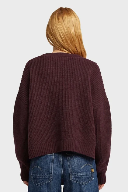 Жіночий бордовий шерстяний кардиган Cable G-Star RAW S D27729, D770 - зображення 3